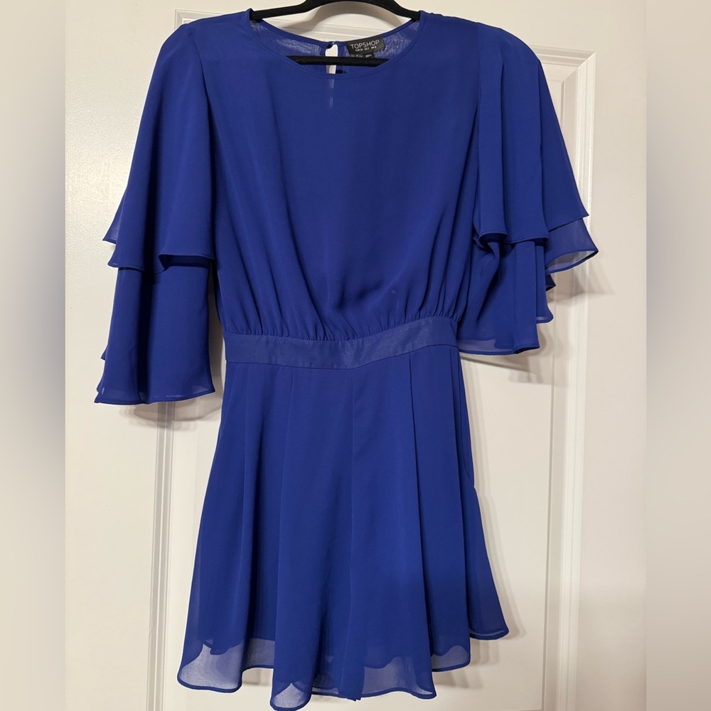 Topshop blue ruffle romper size 2